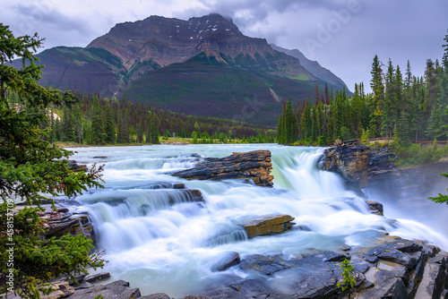 Beautiful Athabasca Falls in Jasper National Park  Alberta  Canada