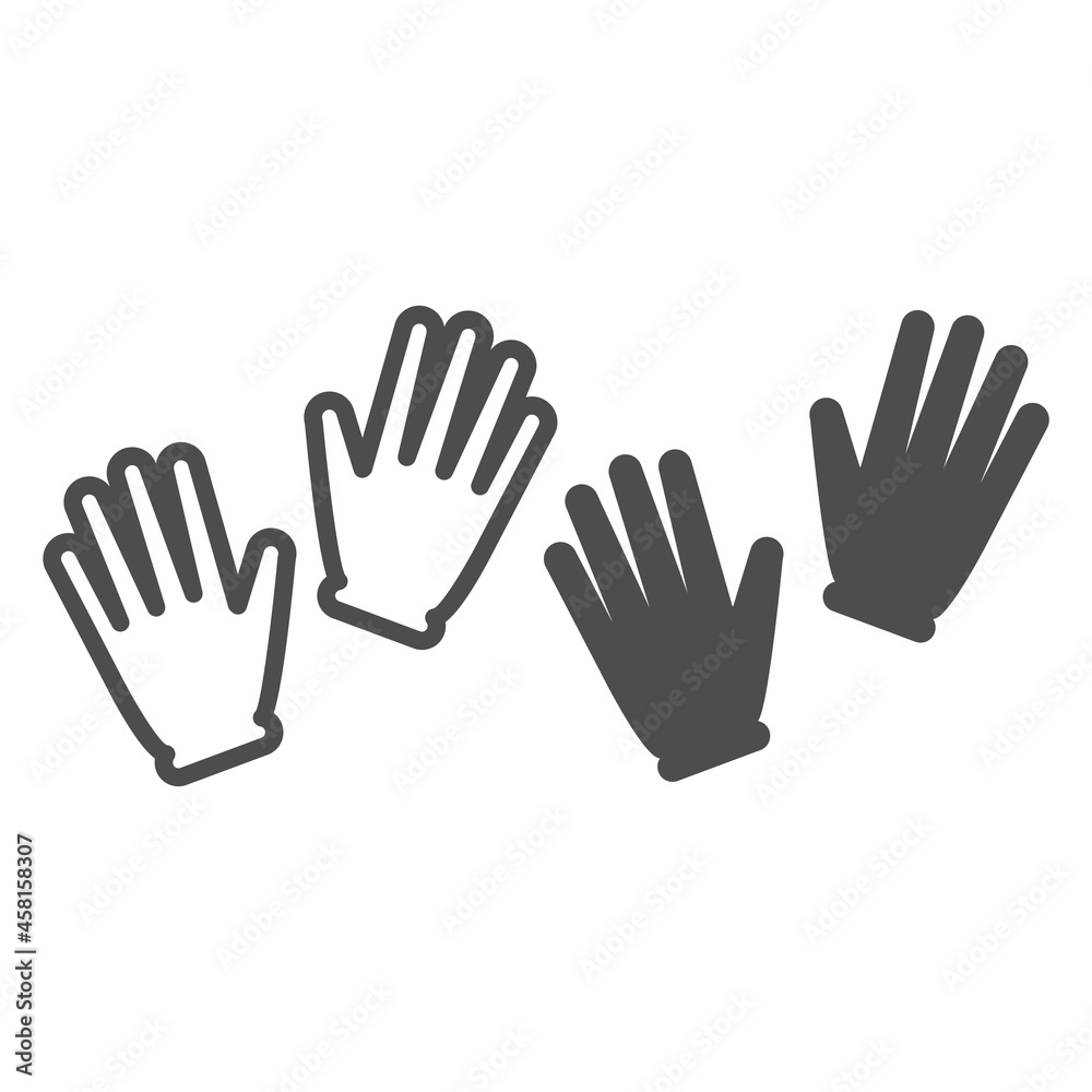 Garden gloves line and solid icon, gardening concept, pair of gardening gloves vector sign on white background, outline style icon for mobile concept and web design. Vector graphics.