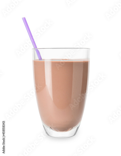 Glass of tasty chocolate mi...