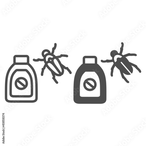 Remedy, pests, beetle, insect repellent line and solid icon, gardening concept, bug insecticide vector sign on white background, outline style icon for mobile concept and web design. Vector graphics.