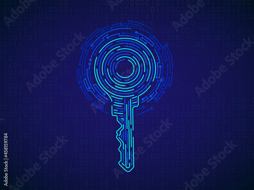2d illustration digital abstract technology digital future cyber security key