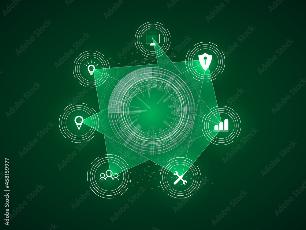Fototapeta premium 2d illustration Abstract futuristic electronic circuit technology background