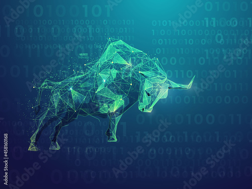 2d rendering Stock market online business concept. business Graph with bull