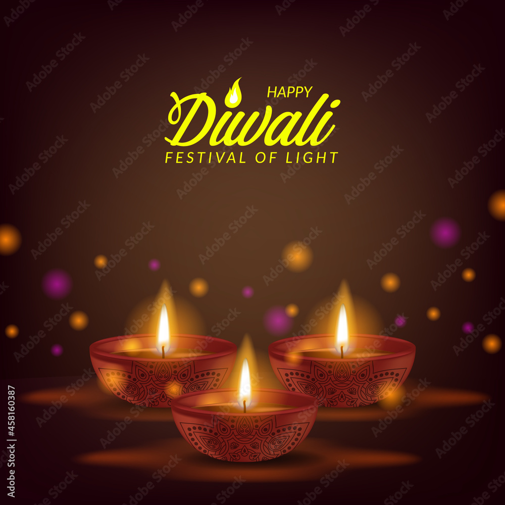 3d realistic illuminated oil lamp for happy diwali festival of light from India with bokeh light greeting card 3d realistic illuminated oil lamp for happy diwali festival of light from India with bokeh light greeting card