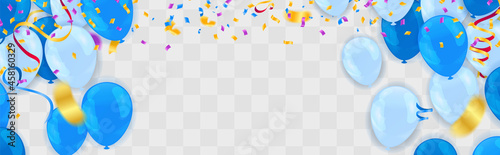 Template for Happy birthday card with place for text. light blue balloons  EPS 10 vector file included