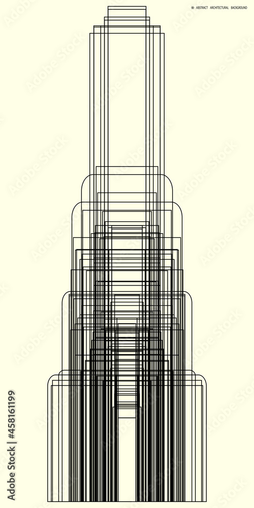 Fototapeta premium abstract pattern of rectangles and lines. drawing is kept in outline for better editing and design options. soft yellow background