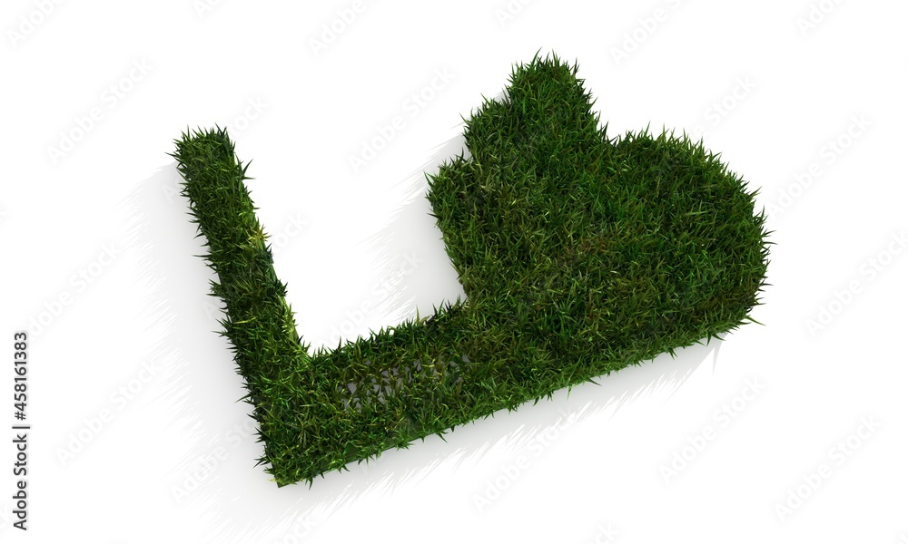 3d green grass covered abstract factory icon 3d green grass covered abstract factory icon