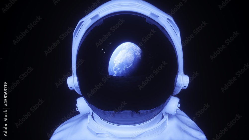 Alone astronaut in space rock cave. Space view. 3d rendering. Alone astronaut in space rock cave. Space view. 3d rendering.