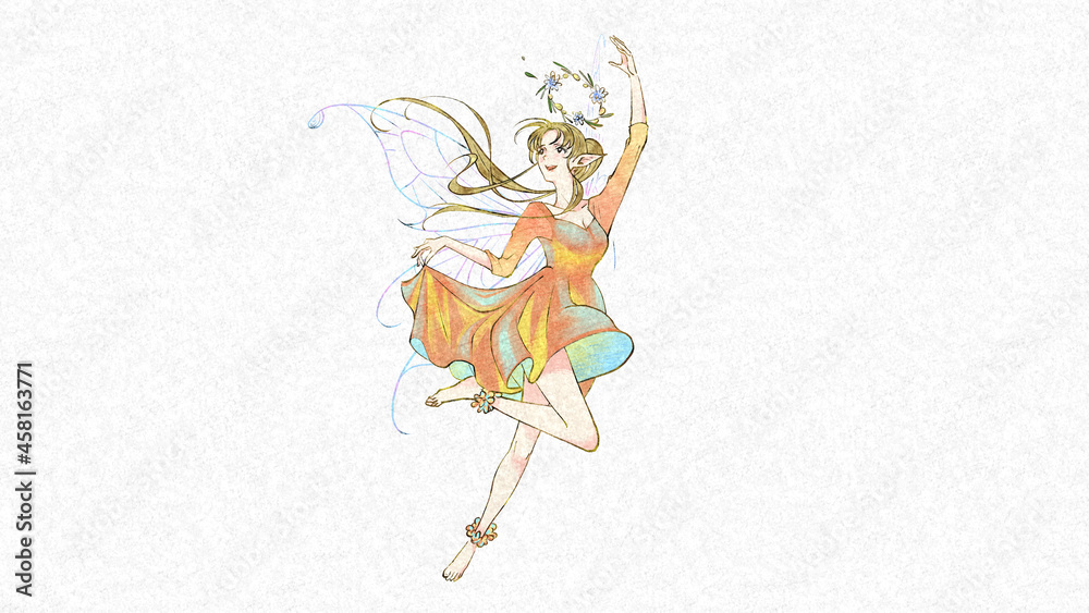 妖精 花 手描き 水彩 2 Stock Illustration Adobe Stock