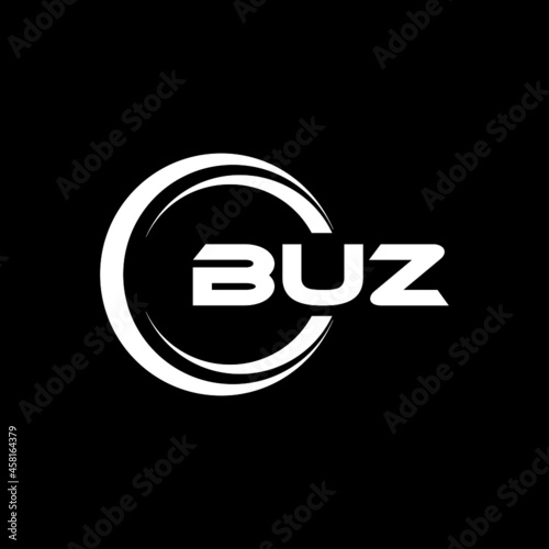 BUZ letter logo design with black background in illustrator, vector logo modern alphabet font overlap style. calligraphy designs for logo, Poster, Invitation, etc.