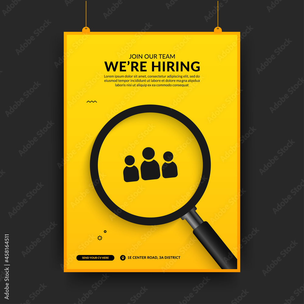 Minimal job vacancy social media poster template, We are hring background  with magnifying glass Stock Vector | Adobe Stock