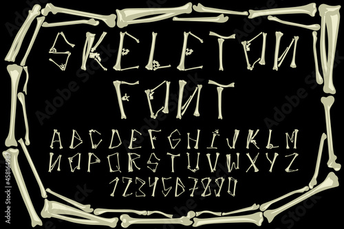 Halloween font made of various human bones.