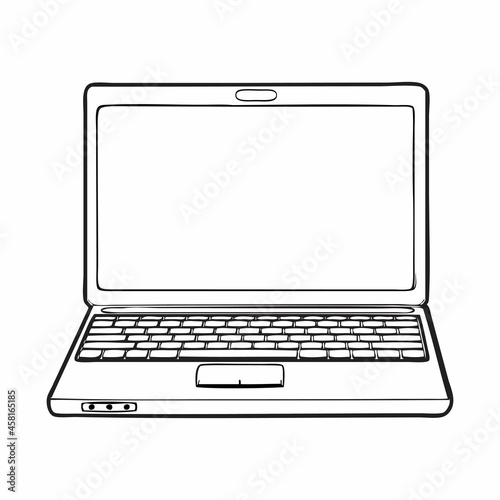 laptop line vector illustration