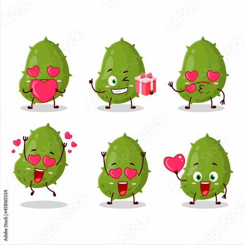 Virus desease cartoon character with love cute emoticon