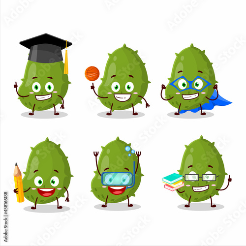 School student of virus desease cartoon character with various expressions