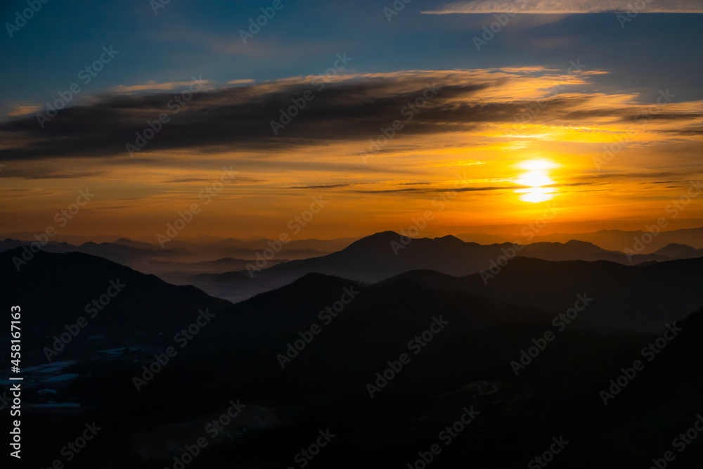 sunset over the mountains