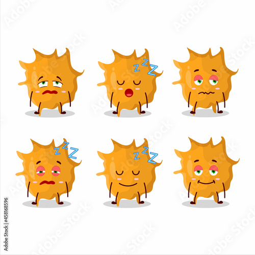 Cartoon character of virus germ with sleepy expression