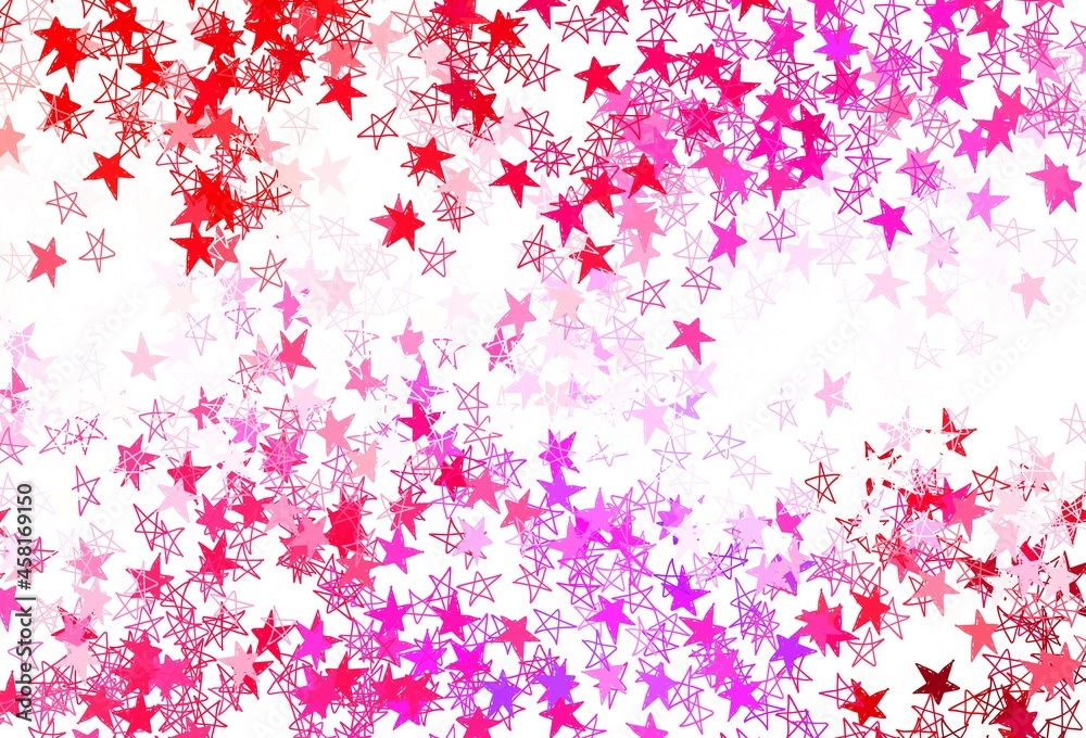 Light Pink, Red vector backdrop with small and big stars.