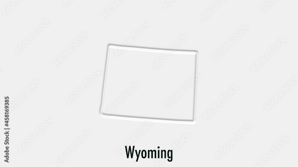 Abstract line animation Wyoming State of USA on hexagon style. Wyoming state. United States of America. Outline map of Wyoming federal state highlighted from map of USA Abstract line animation Wyoming State of USA on hexagon style. Wyoming state. United States of America. Outline map of Wyoming federal state highlighted from map of USA