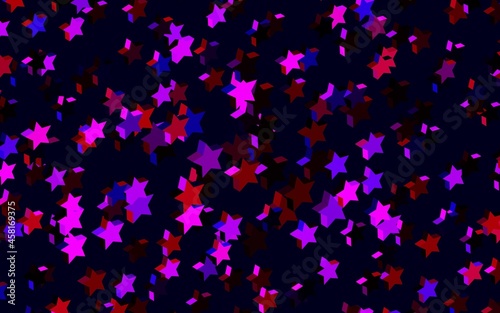 Dark Blue, Red vector pattern with christmas stars.