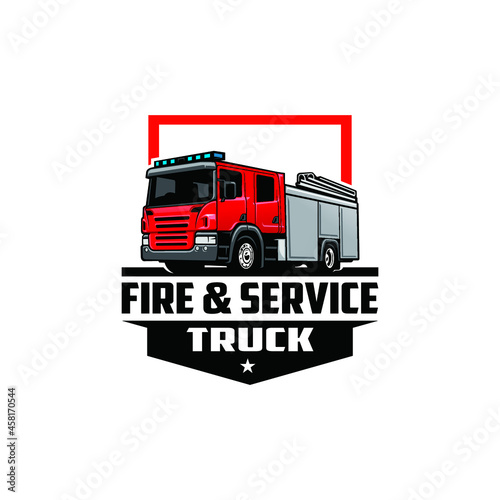 fire and service truck isolated logo vector