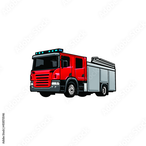 fire and service truck isolated vector