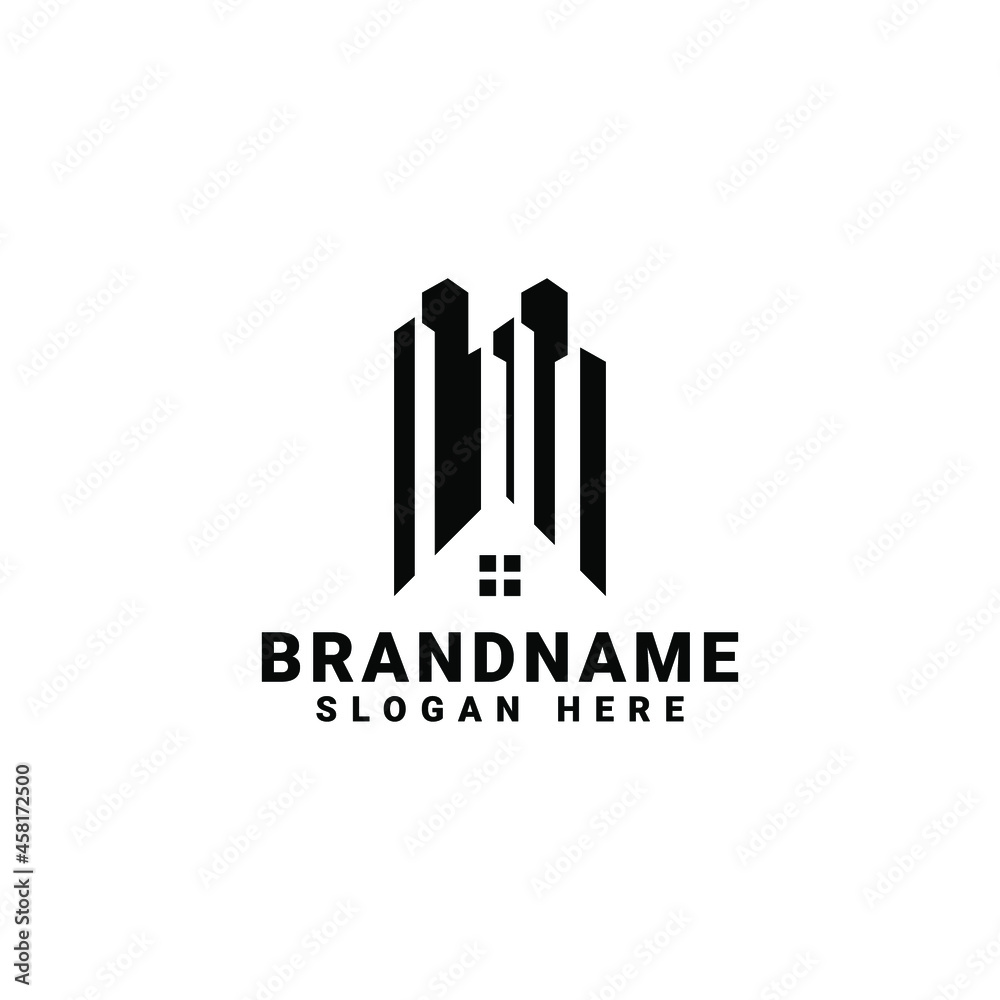 House and real estate building logo for construction logo design vector in black white bw color