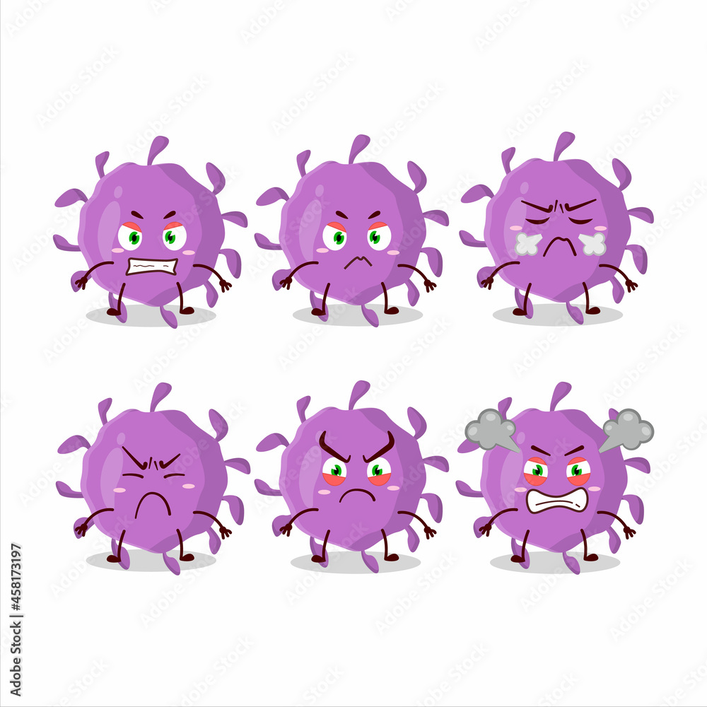 Virus particle cartoon character with various angry expressions Virus particle cartoon character with various angry expressions