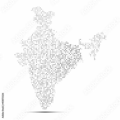 Abstract Dotted Halftone in white background with map of india. Digital dotted technology line, design sphere, dot and structure. vector illustration