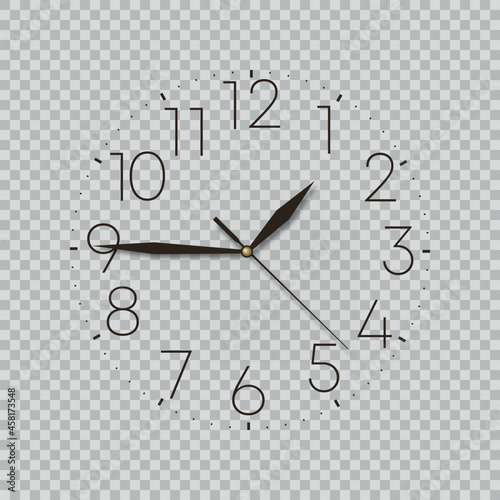 Black Clock on transparent background. Clock icon vector.