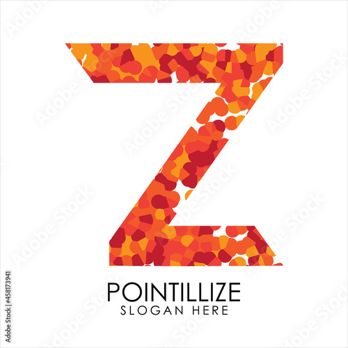 Letter Z logo design in pointillize effect. Branding letter logo in white background.