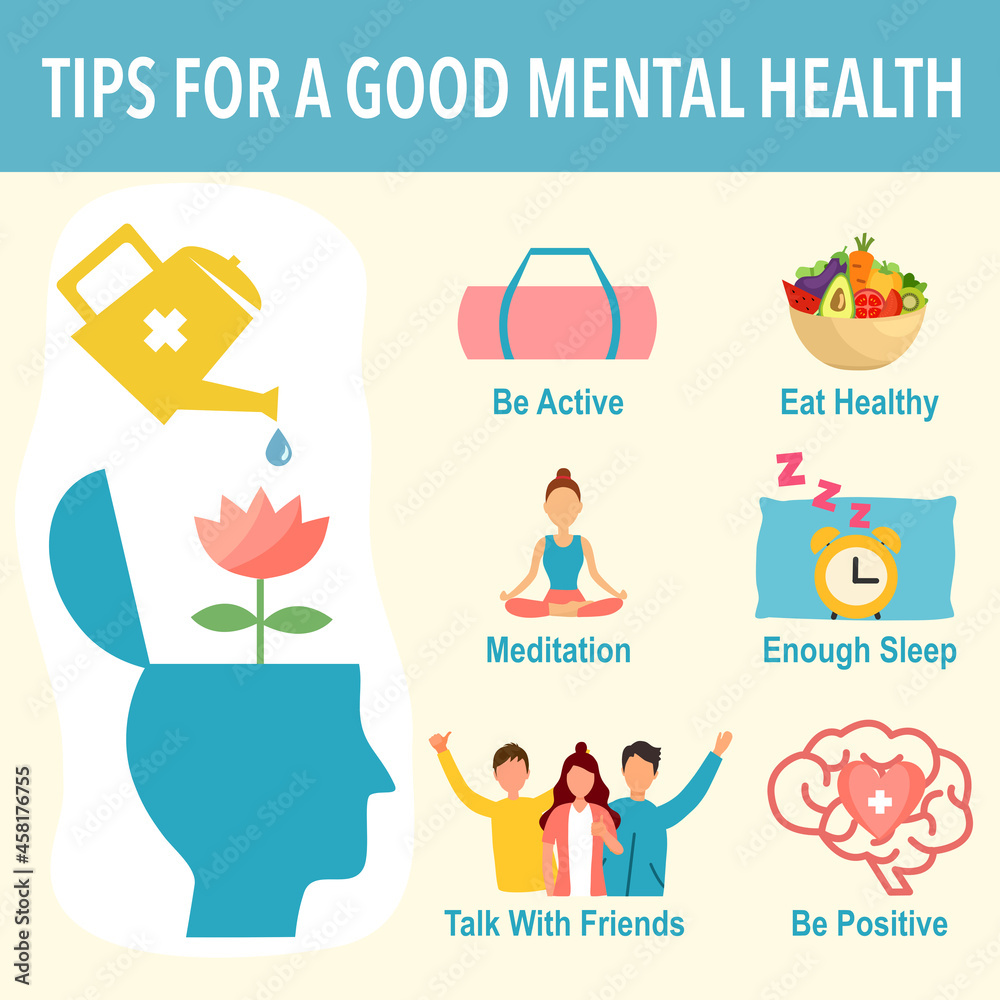 Tips For A Good Mental Health With Useful Advices Infographic Concept 