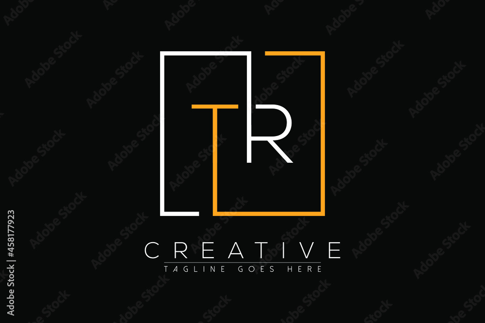 Initial letter tr, rt, t, r elegant and luxury Initial with Rectangular frame minimal monogram logo design vector template - obrazy, fototapety, plakaty 