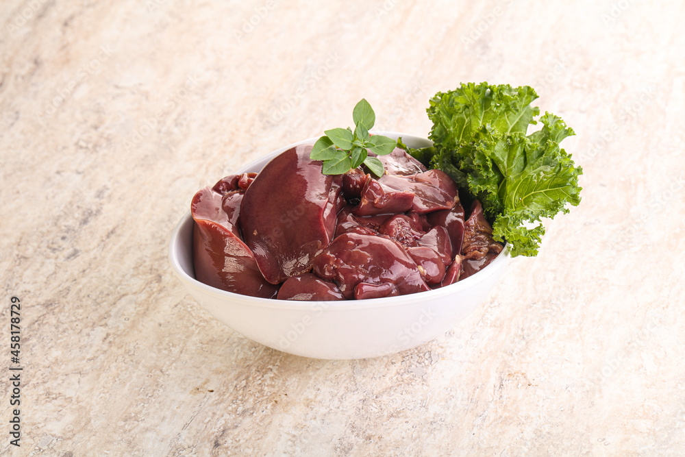 Raw chicken liver in the bowl Raw chicken liver in the bowl