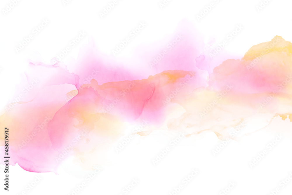 ピンクとイエローのインクアート　ソフトタッチのテクスチュア（背景画像）
