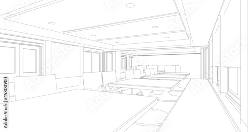 3D illustration of dinning area