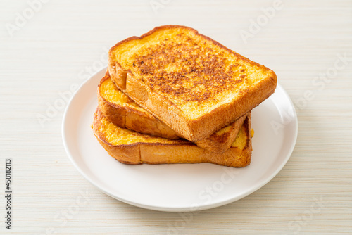 french toast on white plate