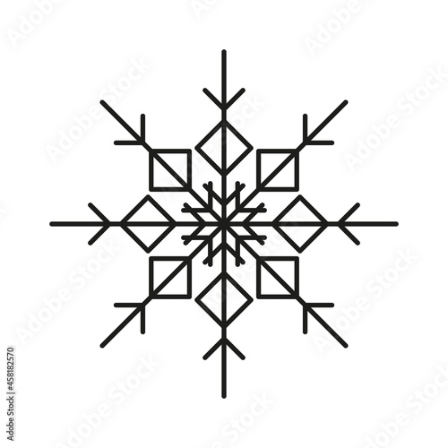 Simple winter snowflake icon. Great design for any purposes. Vector illustration isolated on white background.