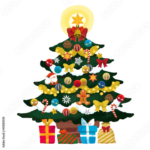 手描きっぽいかわいいクリスマスツリーのイラスト