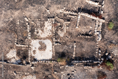 Tel Shikmona ancient ruins archeology site, Aerial view.
 photo