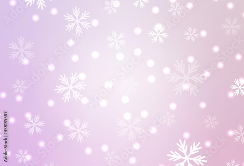 Light Purple vector texture with colored snowflakes, stars.