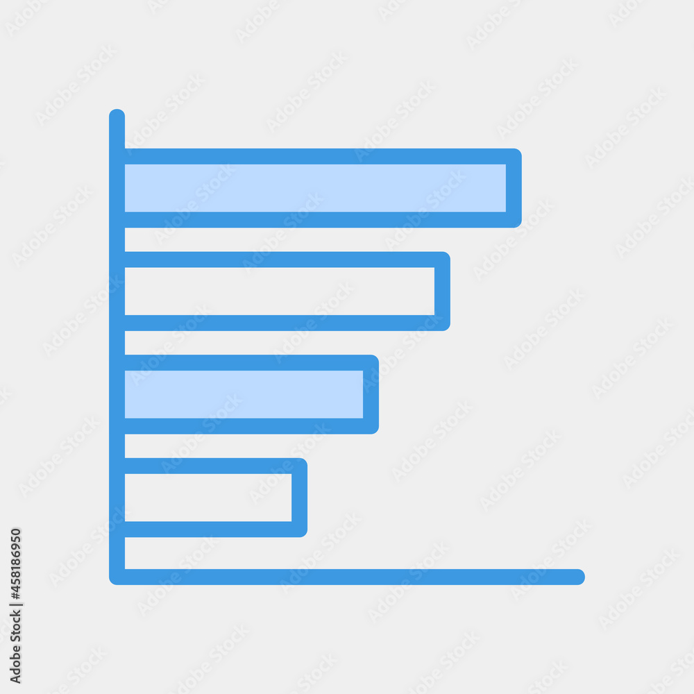 Vector illustration of bar chart icon in blue style for any projects Vector illustration of bar chart icon in blue style for any projects