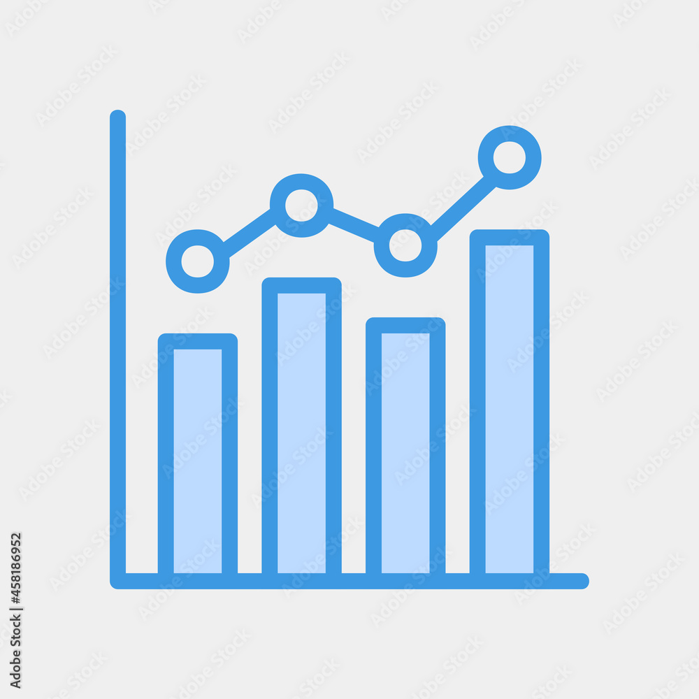 Vector illustration of bar chart icon in blue style for any projects Vector illustration of bar chart icon in blue style for any projects