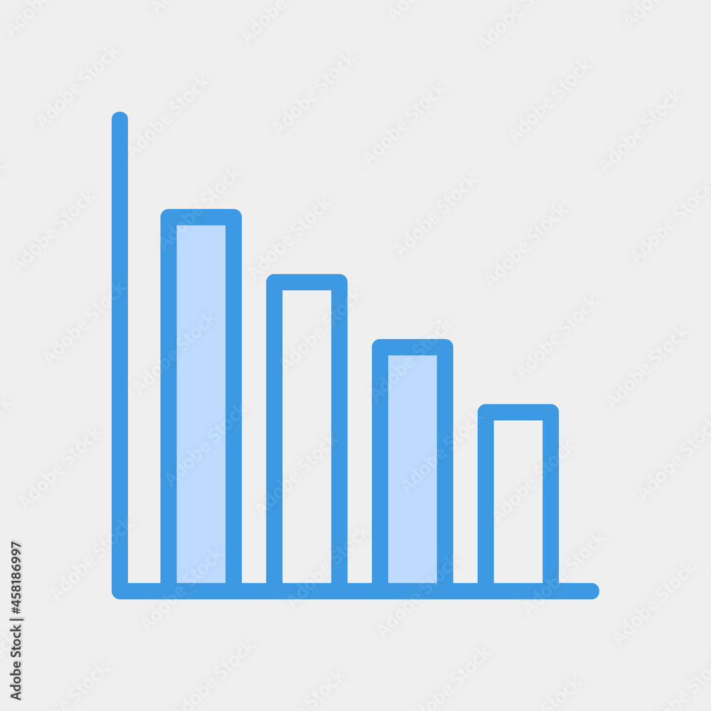 Vector illustration of bar chart icon in blue style for any projects Vector illustration of bar chart icon in blue style for any projects