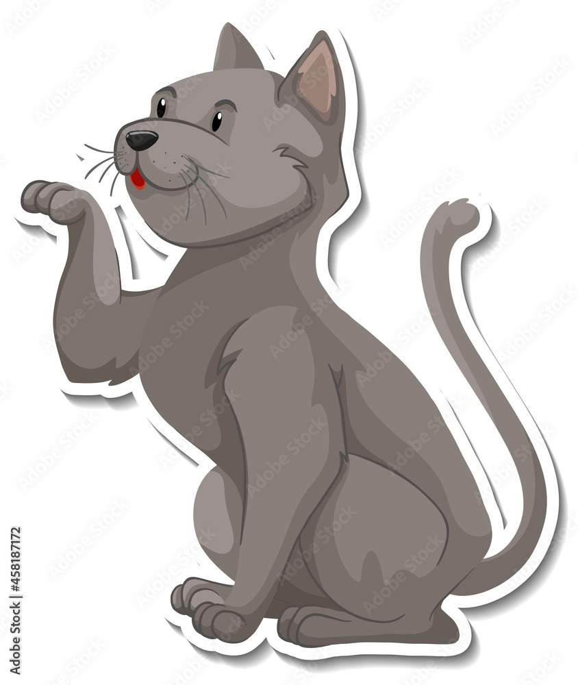 A sticker template of cat cartoon character A sticker template of cat cartoon character