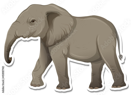 A sticker template of elephant cartoon character © blueringmedia