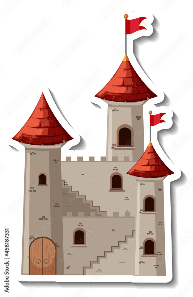 Stone castle and fortress cartoon sticker