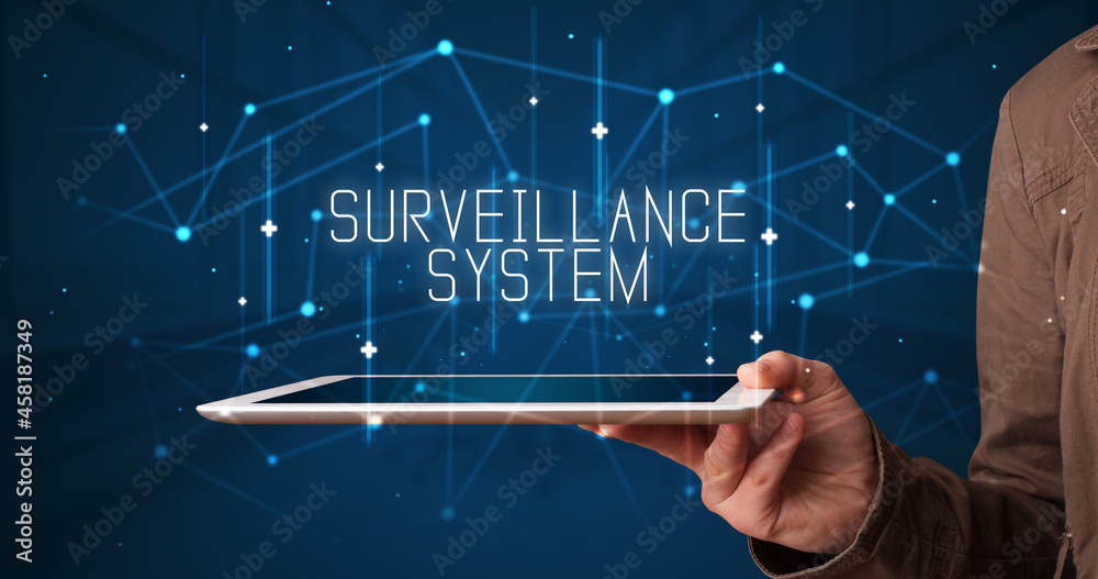 Fototapeta premium Person holding tablet, security concept