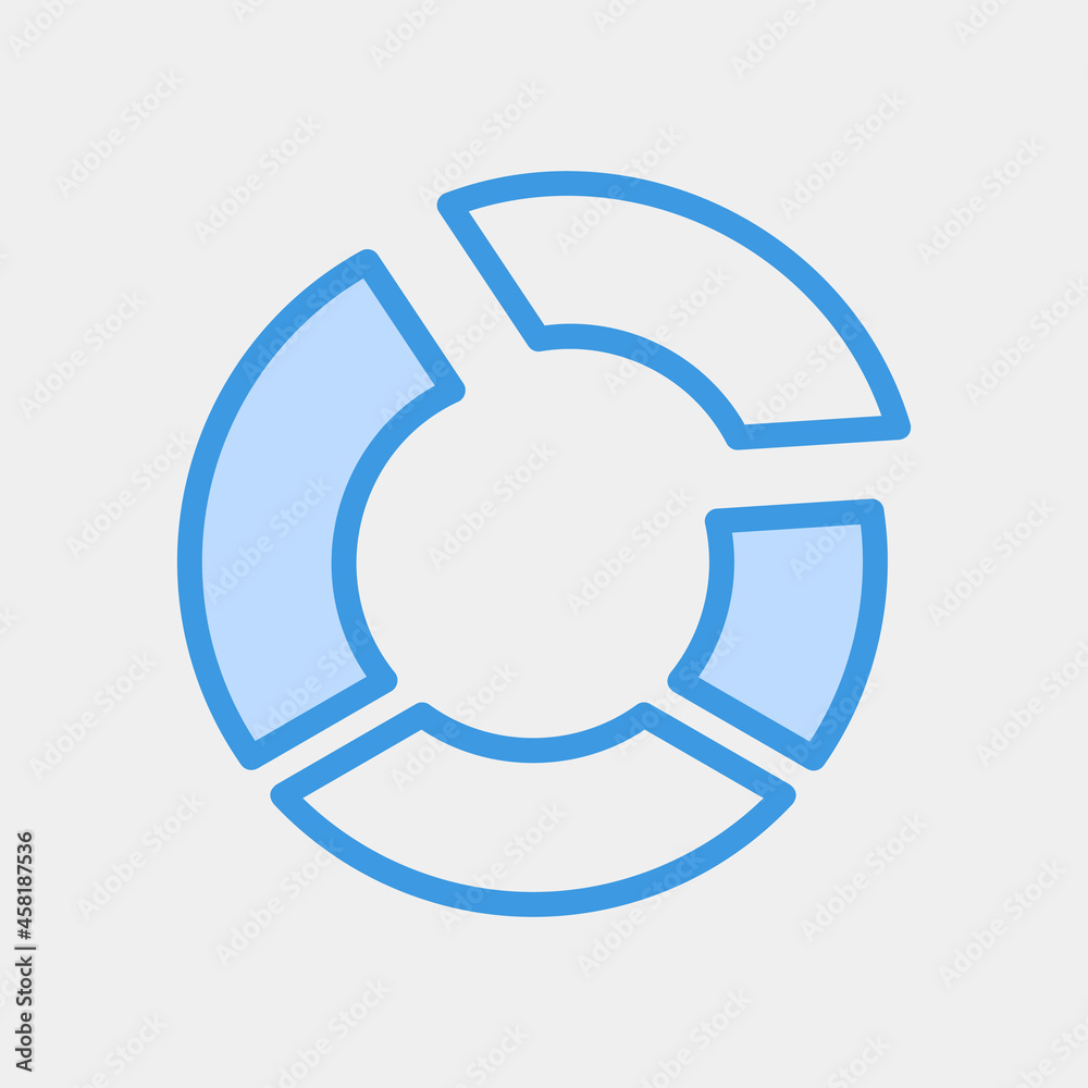 Vector illustration of pie chart icon in blue style for any projects Vector illustration of pie chart icon in blue style for any projects