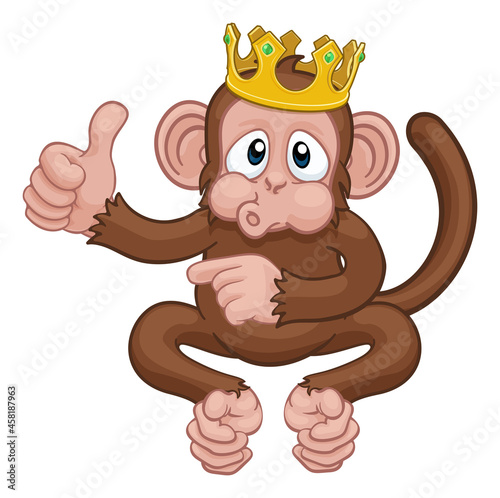 Monkey King Crown Cartoon Thumbs Up Pointing